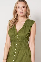 Ruched V Neck Dress