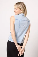 Knit Denim Moto Vest