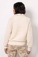 Tara Pointelle Half Zip Cardigan