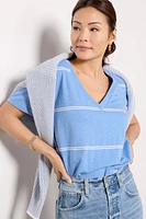 Girlfriend Twin Stripe V Neck
