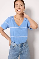 Girlfriend Twin Stripe V Neck