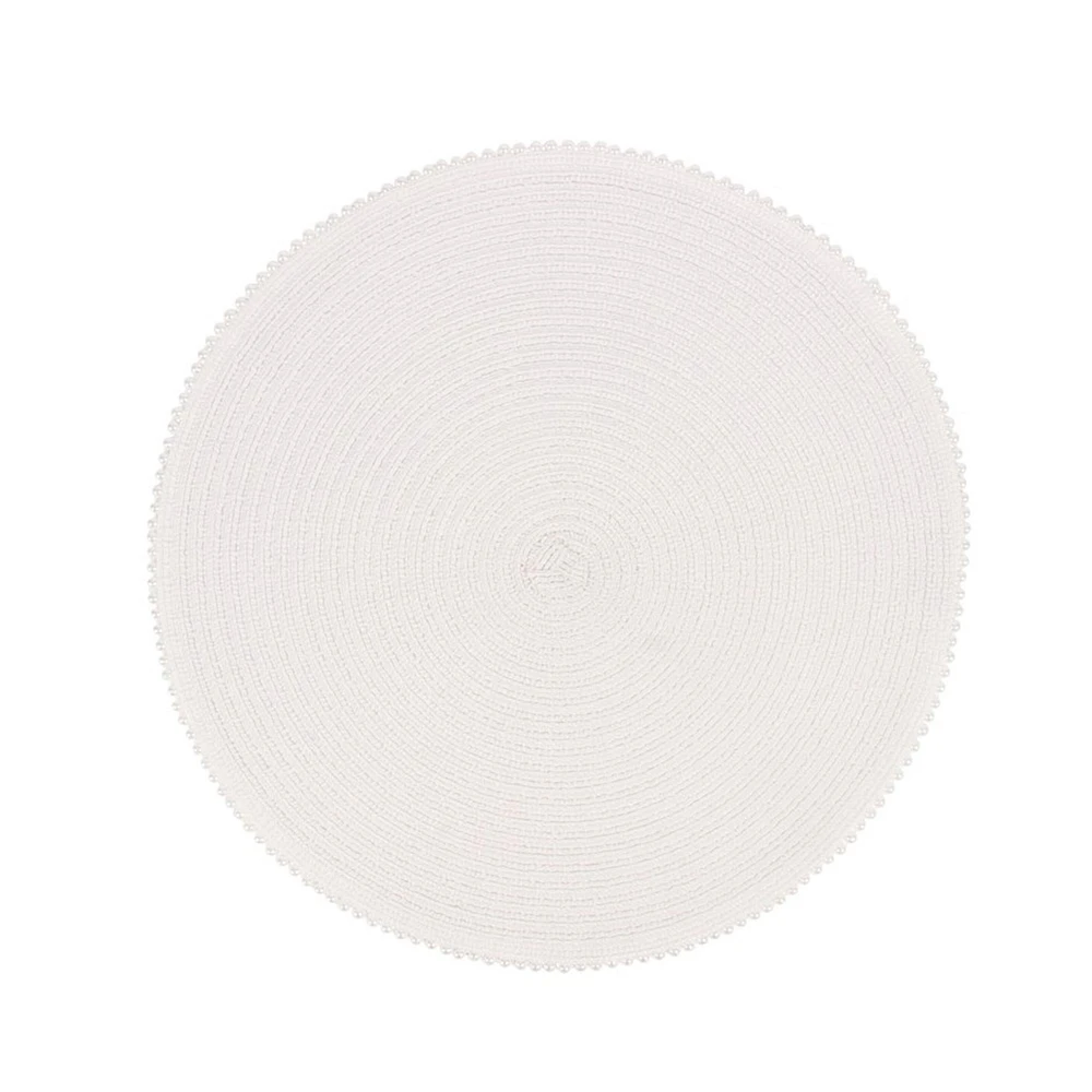 Napperon rond blanc - Perles