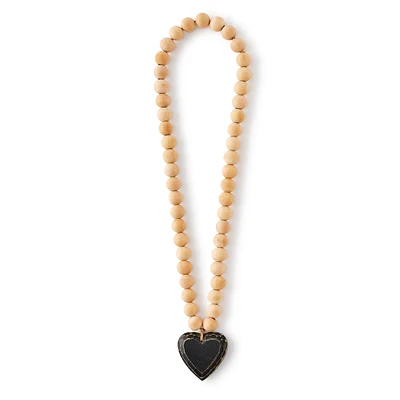 Beads with wooden heart - Black