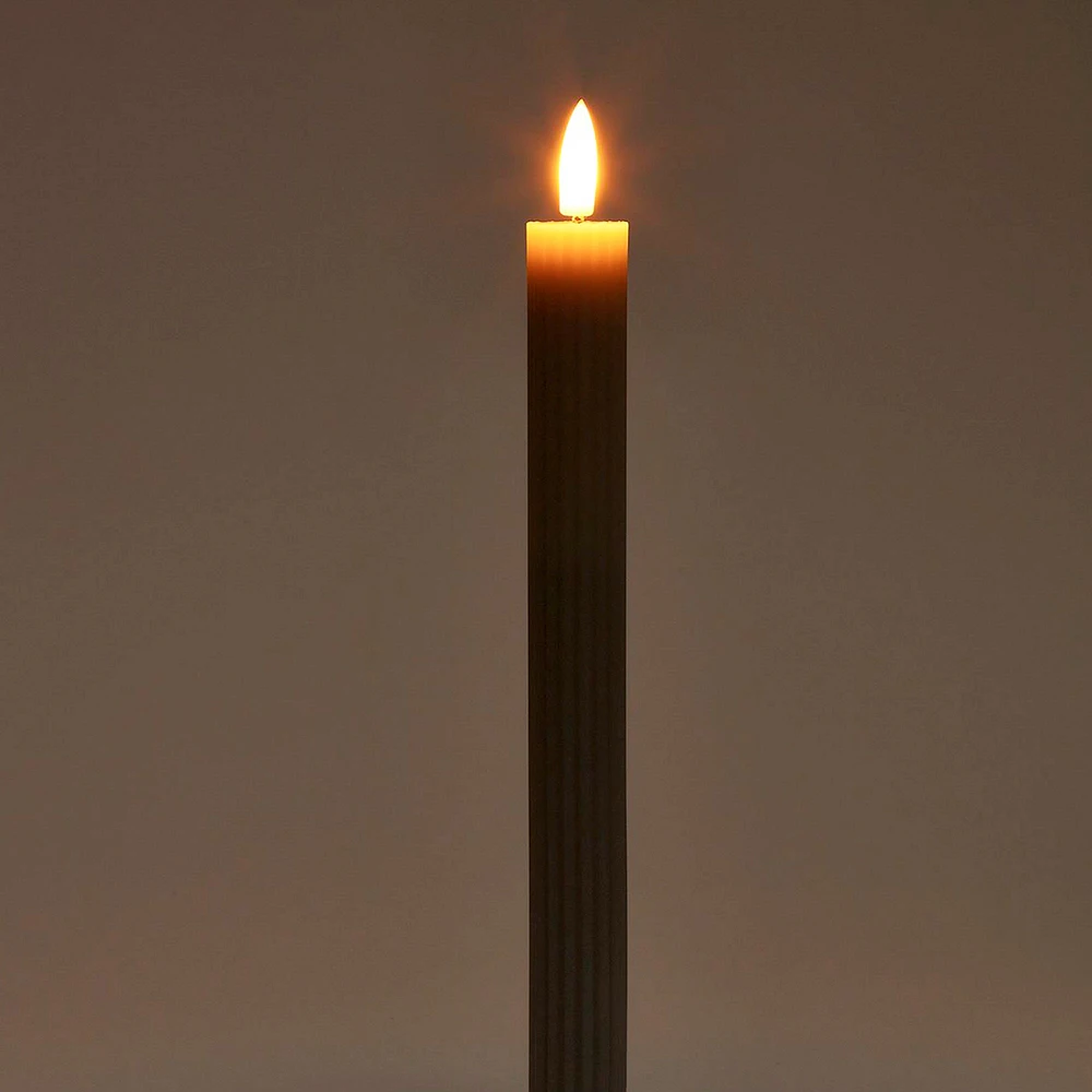 Bougie fausse flamme striée - Blanc