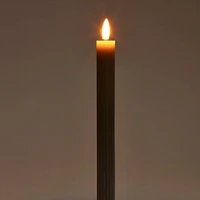 Bougie fausse flamme striée - Blanc