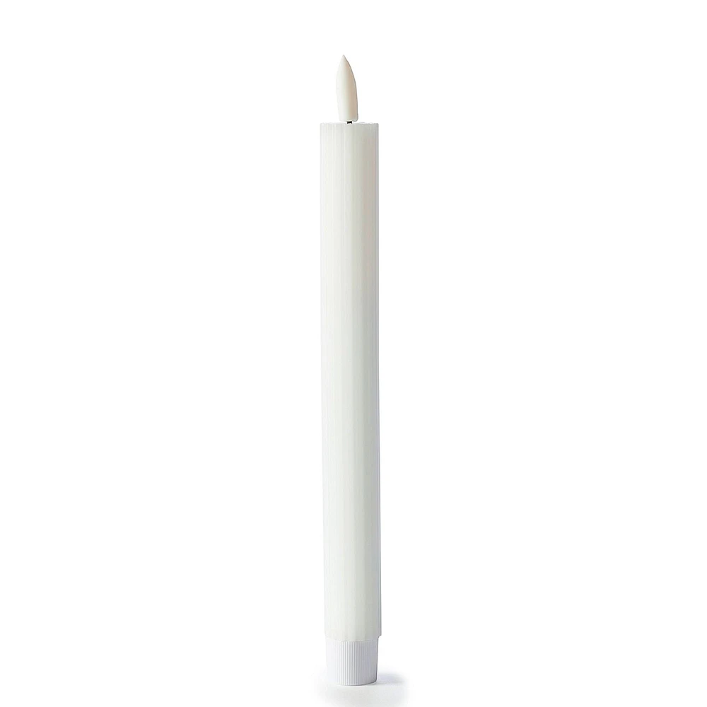 Bougie fausse flamme striée - Blanc