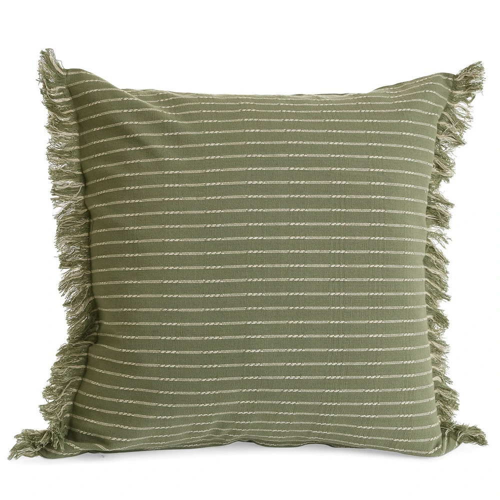 Coussin tissé - Vert rayé