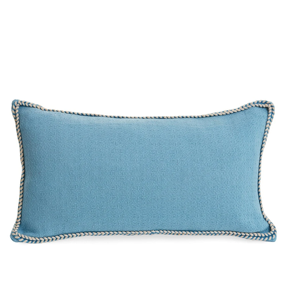 Coussin rectangle ourlet tressé - Bleu