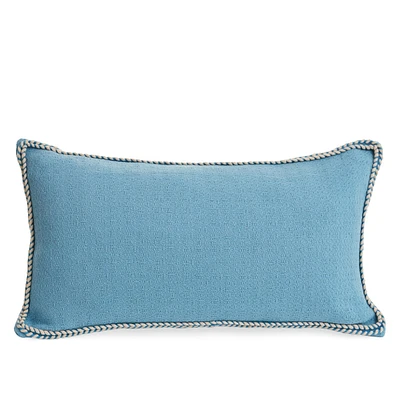 Coussin rectangle ourlet tressé - Bleu