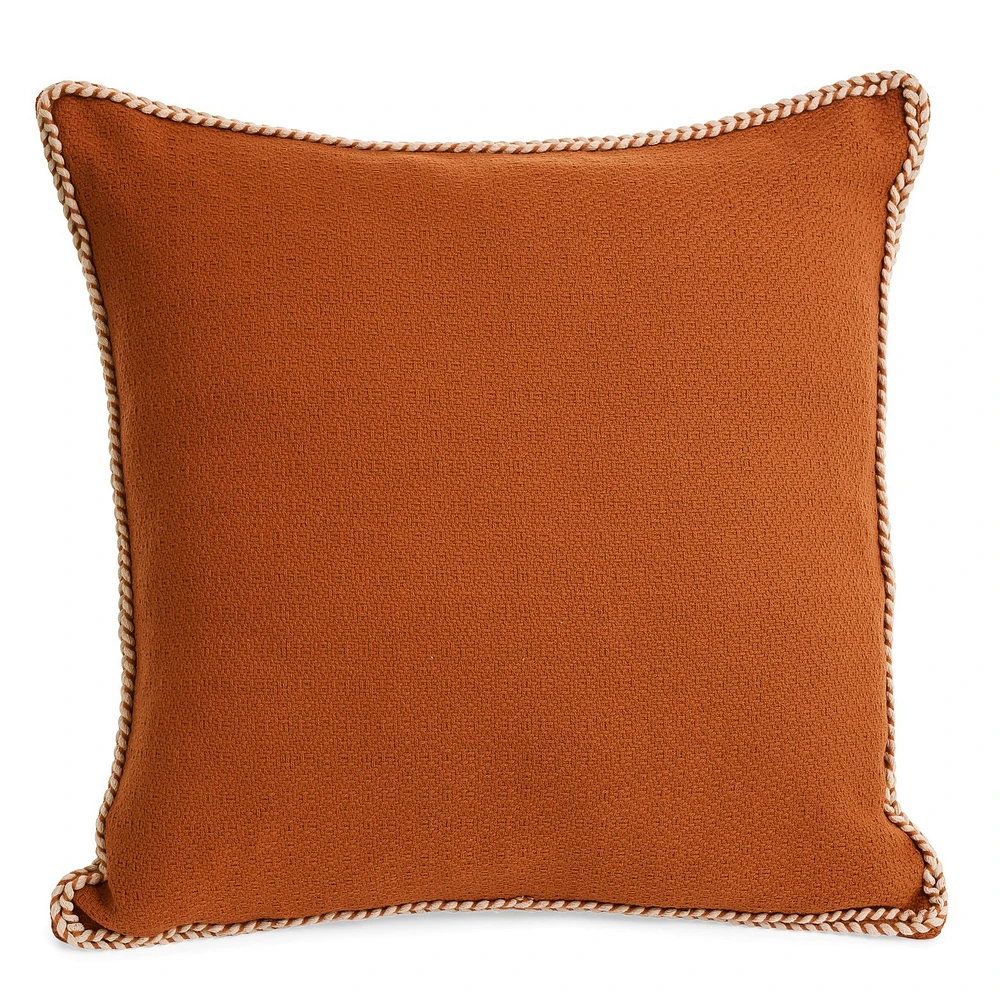Coussin ourlet tressé - Terracotta