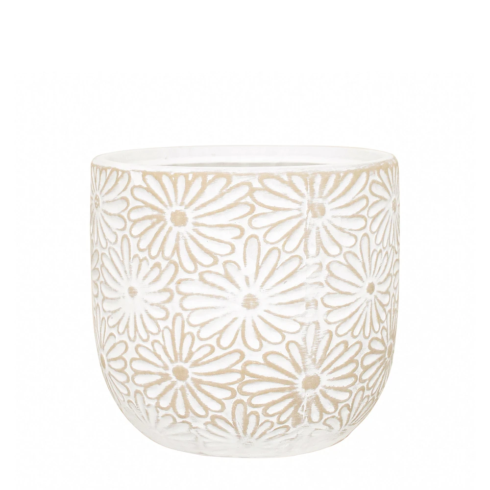 Flower textured pot - Natural