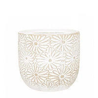 Flower textured pot - Natural