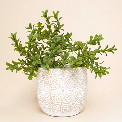 Flower textured pot - Natural