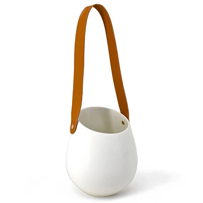 Wall planter with strap - White