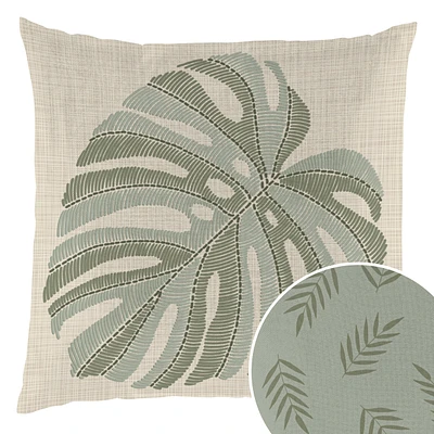Reversible outdoor cushion - Monstera & fern