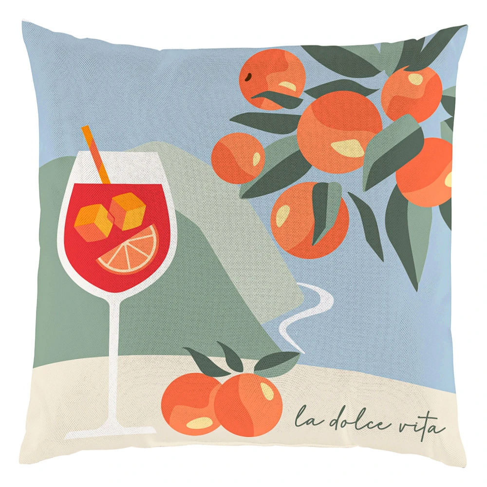 Coussin d'extérieur réversible - Apérol & oranges