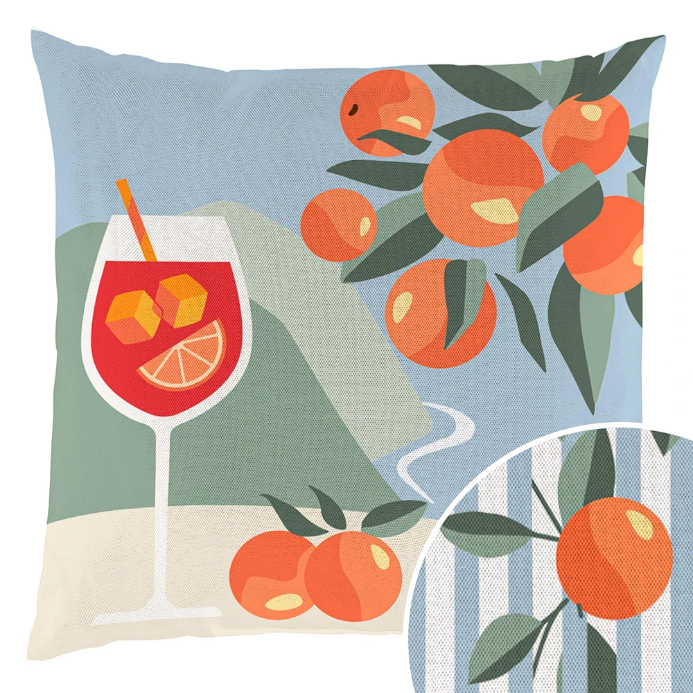 Reversible outdoor cushion - Aperol & oranges