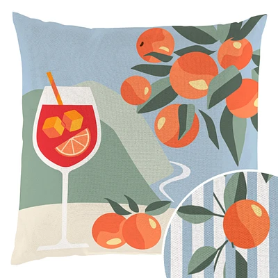Coussin d'extérieur réversible - Apérol & oranges