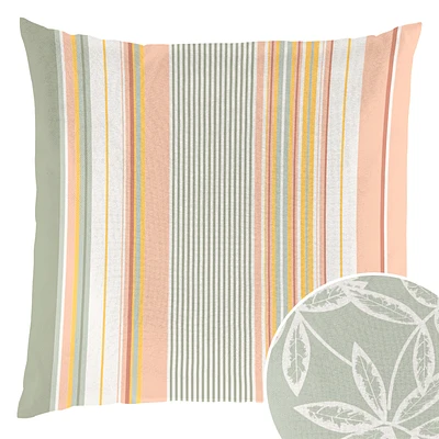 Reversible outdoor cushion - Foliage & stripes