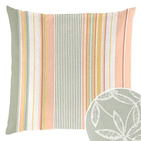 Reversible outdoor cushion - Foliage & stripes