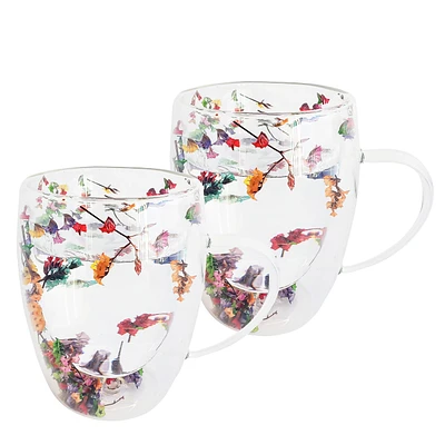 Ensemble tasse double paroi (2) - Fleurs
