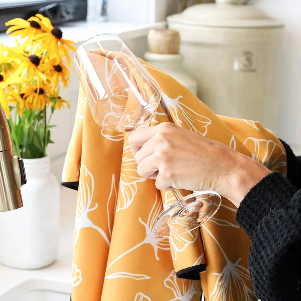 Microfiber dishcloth - Floral yellow 