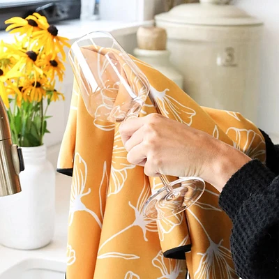 Microfiber dishcloth - Floral yellow 