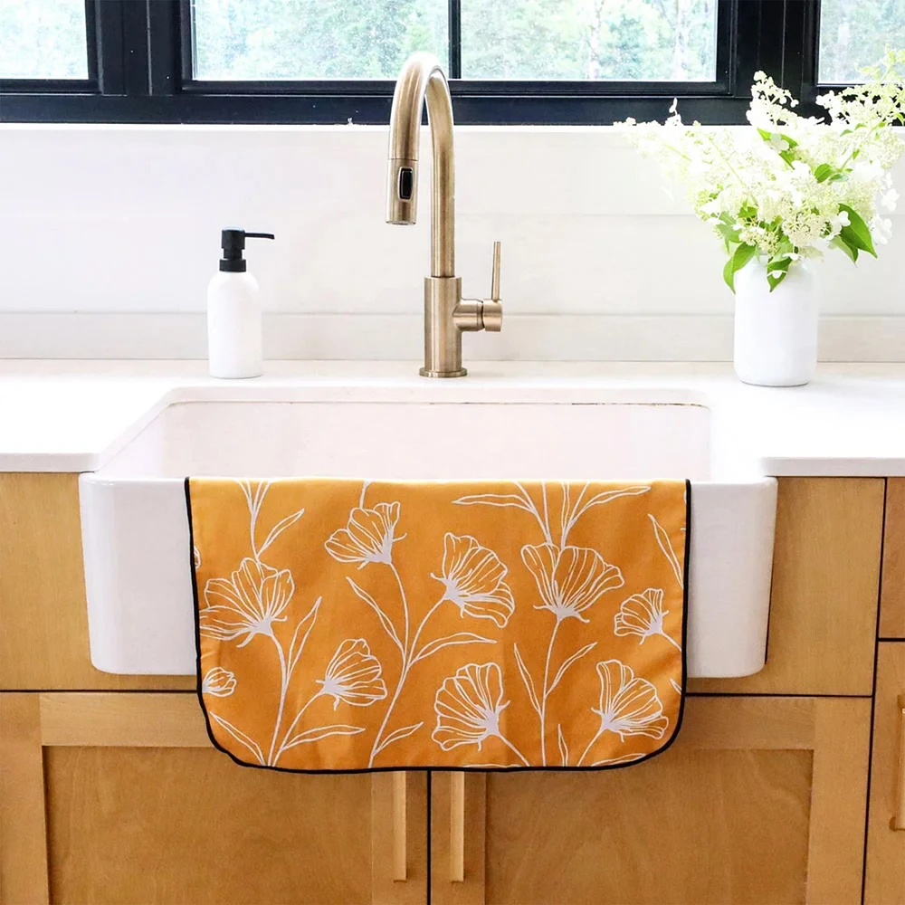 Microfiber dishcloth - Floral yellow 