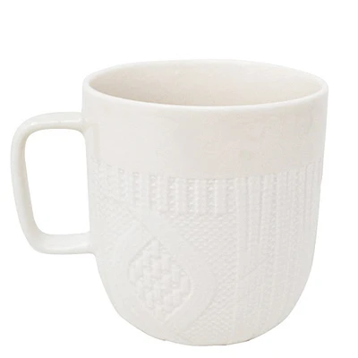 Textured knitted mug - White