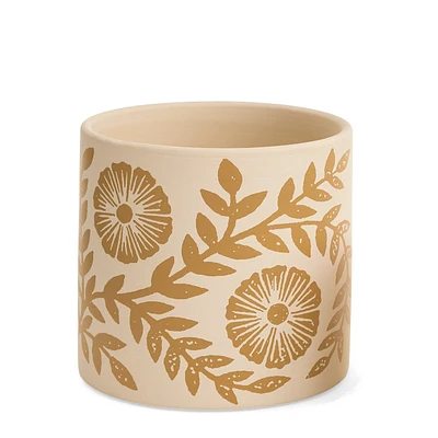 Printed pot with mustard flowers - Large