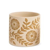 Pot imprimé fleuri moutarde - Grand
