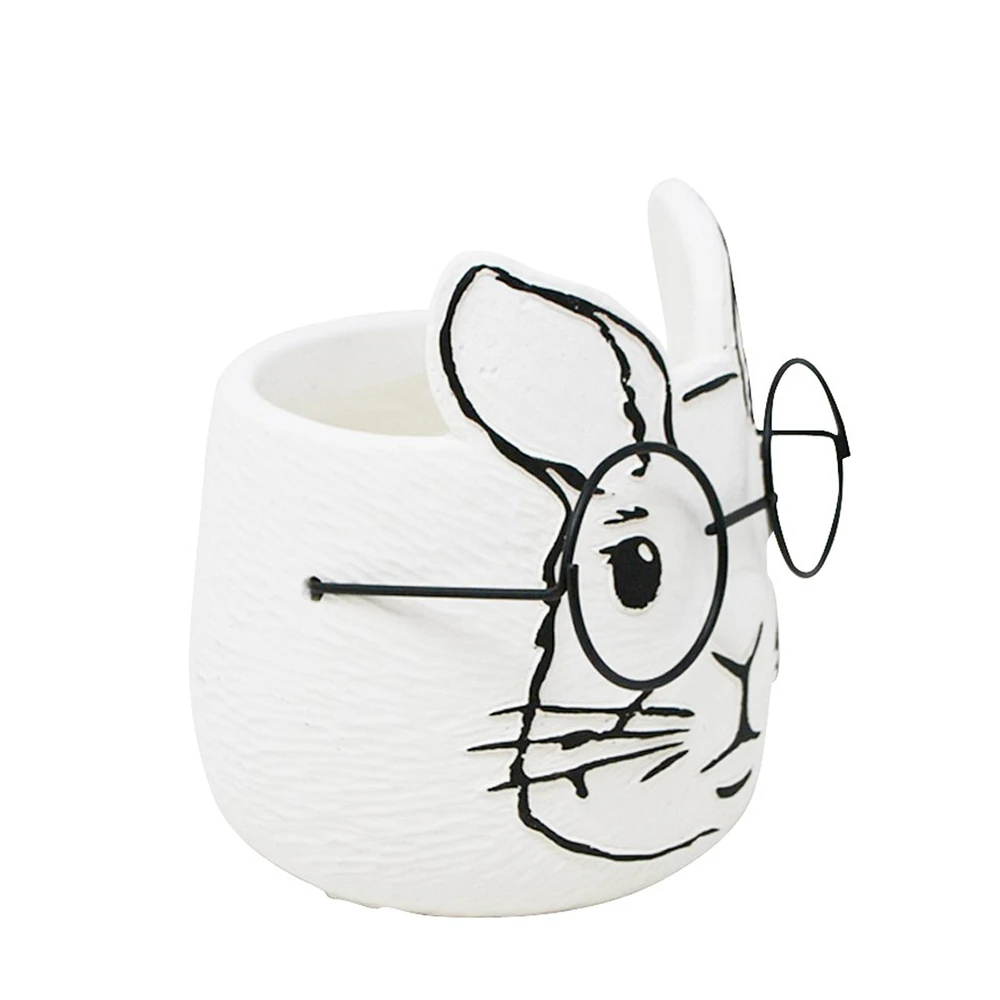 Petit pot blanc - Lapin à lunettes