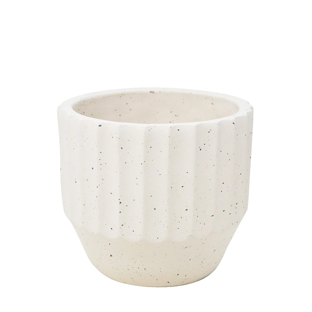 Pot en ciment texturé - Crème