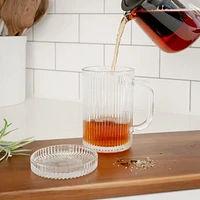 Tasse en verre strié avec couvercle