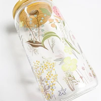 Glass with straw & lid - Daisies