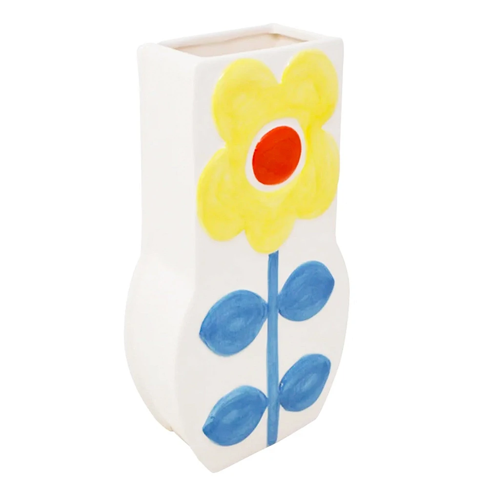 Vase - Fleur jaune et bleu