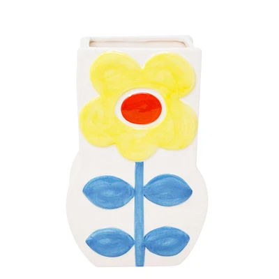 Vase - Fleur jaune et bleu