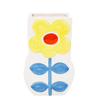 Vase - Fleur jaune et bleu