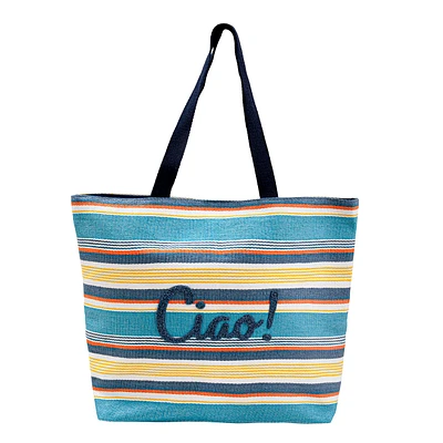 Woven beach bag - Blue & orange
