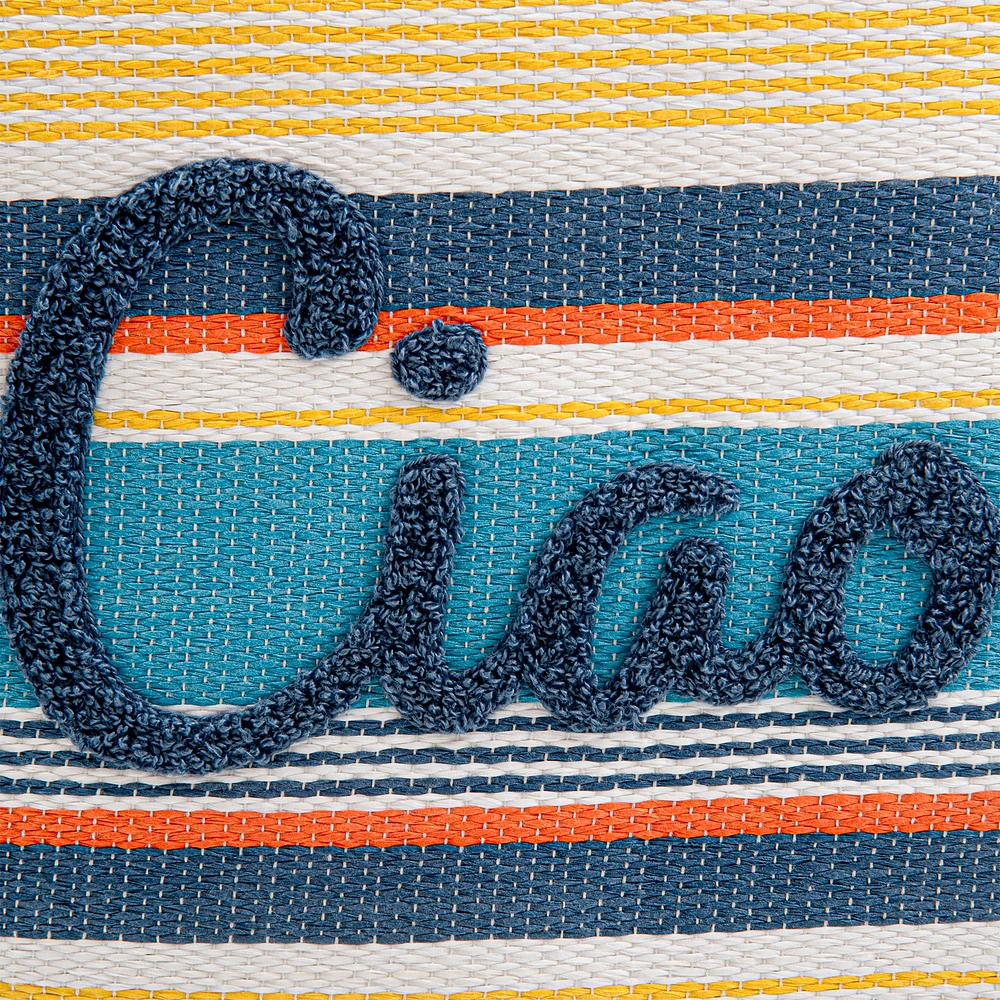 Woven beach bag - Blue & orange