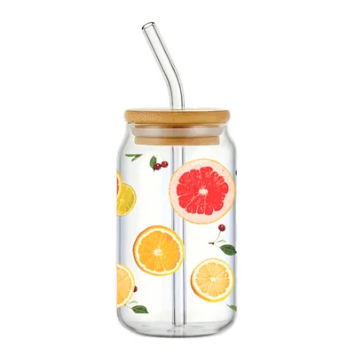 Glass with straw & lid