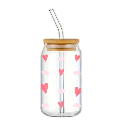 Glass with straw & lid