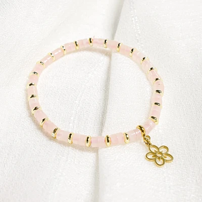 Pink quartz bracelet - Flower