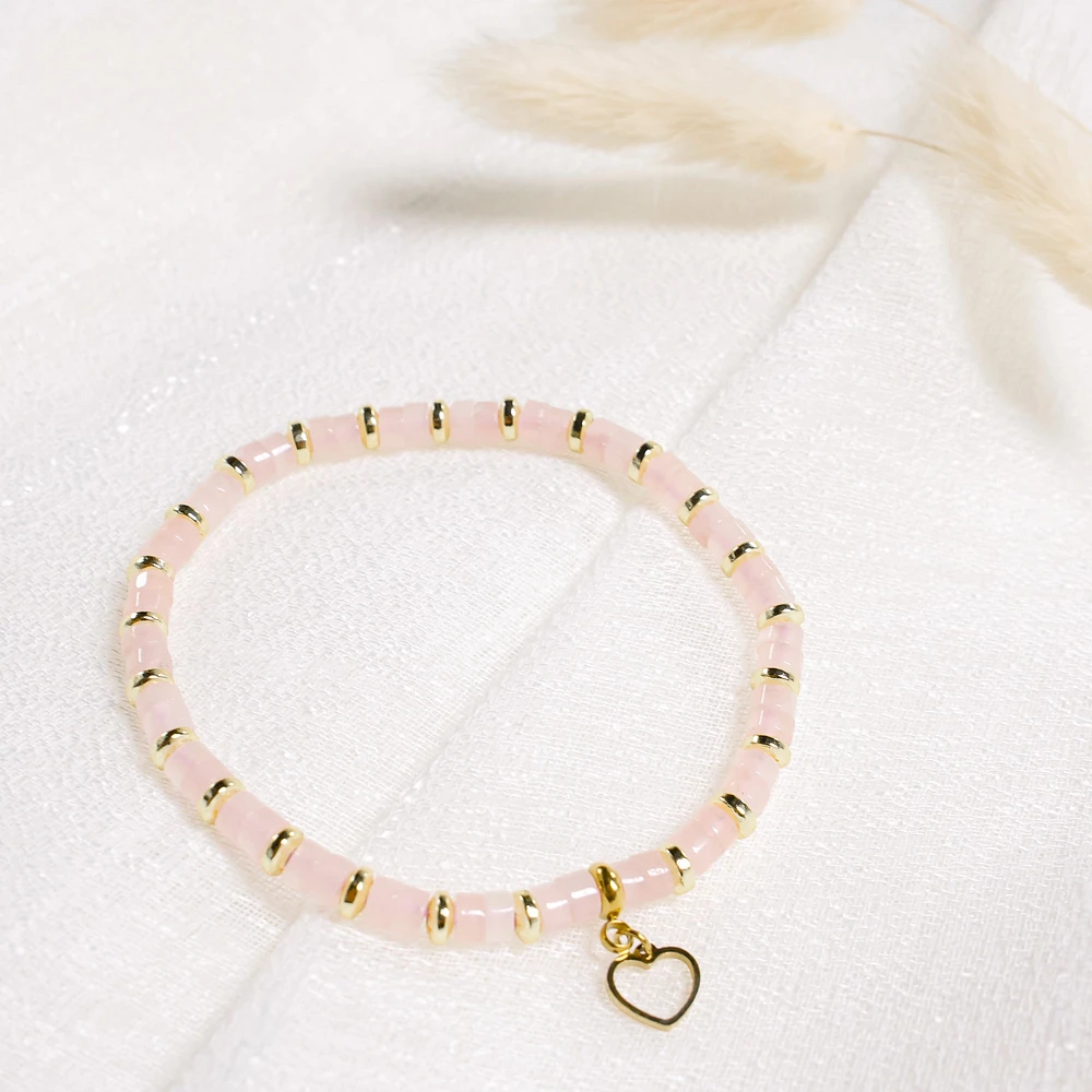 Pink quartz bracelet - Heart