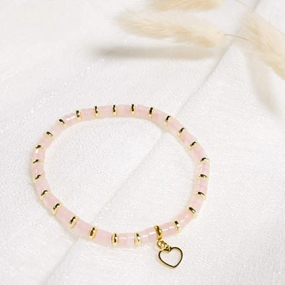 Pink quartz bracelet - Heart