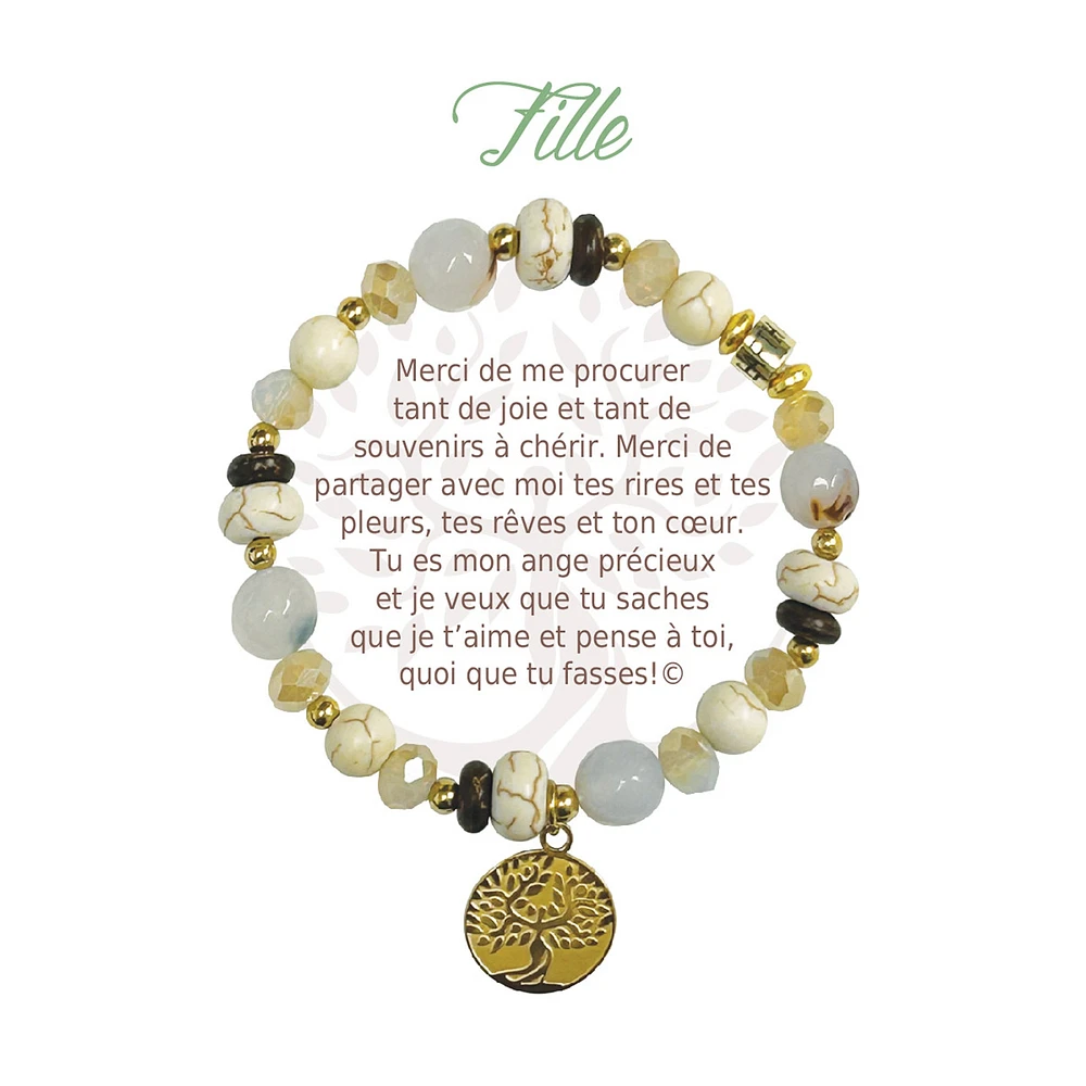 Bracelet message fille - Doré