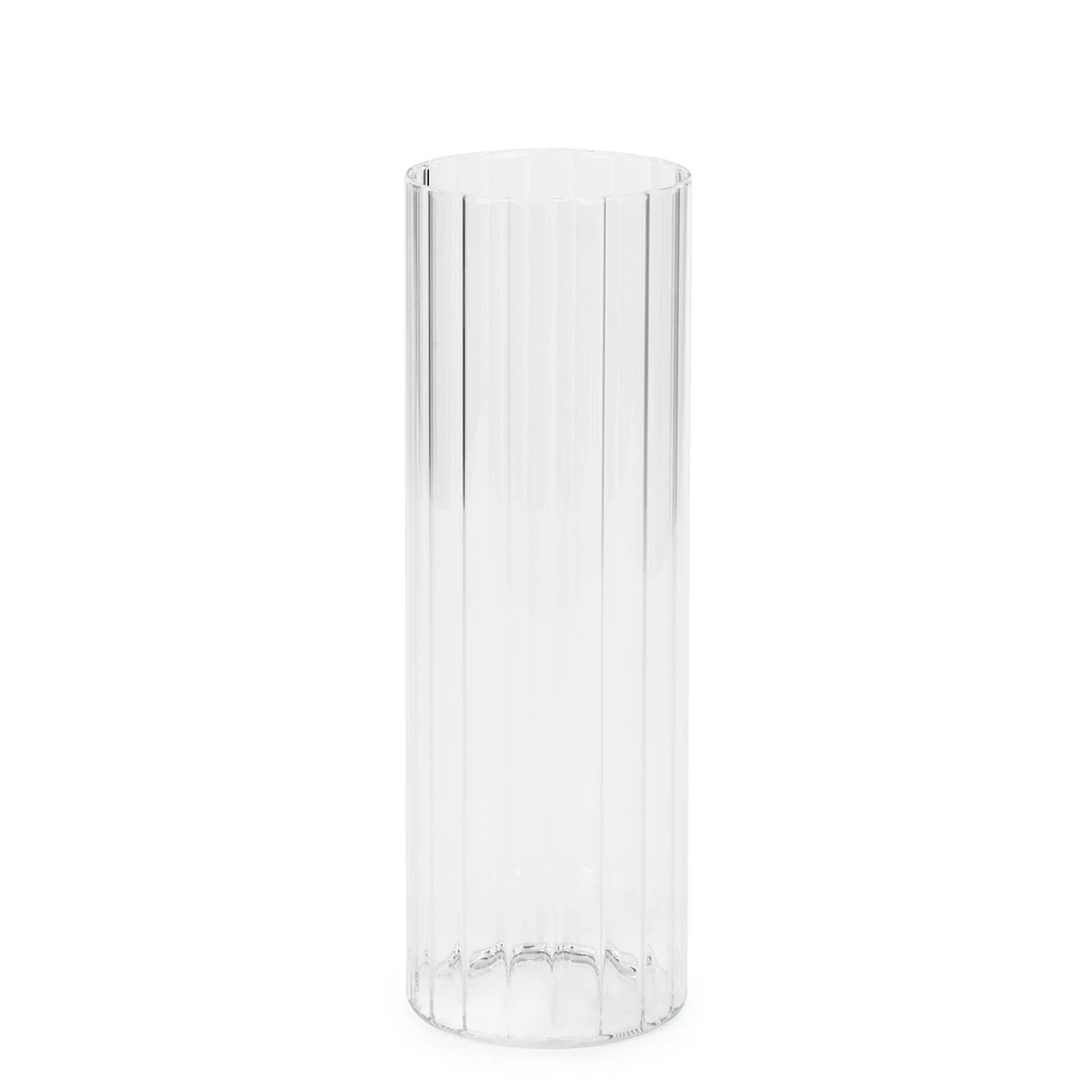 Clear striated vase