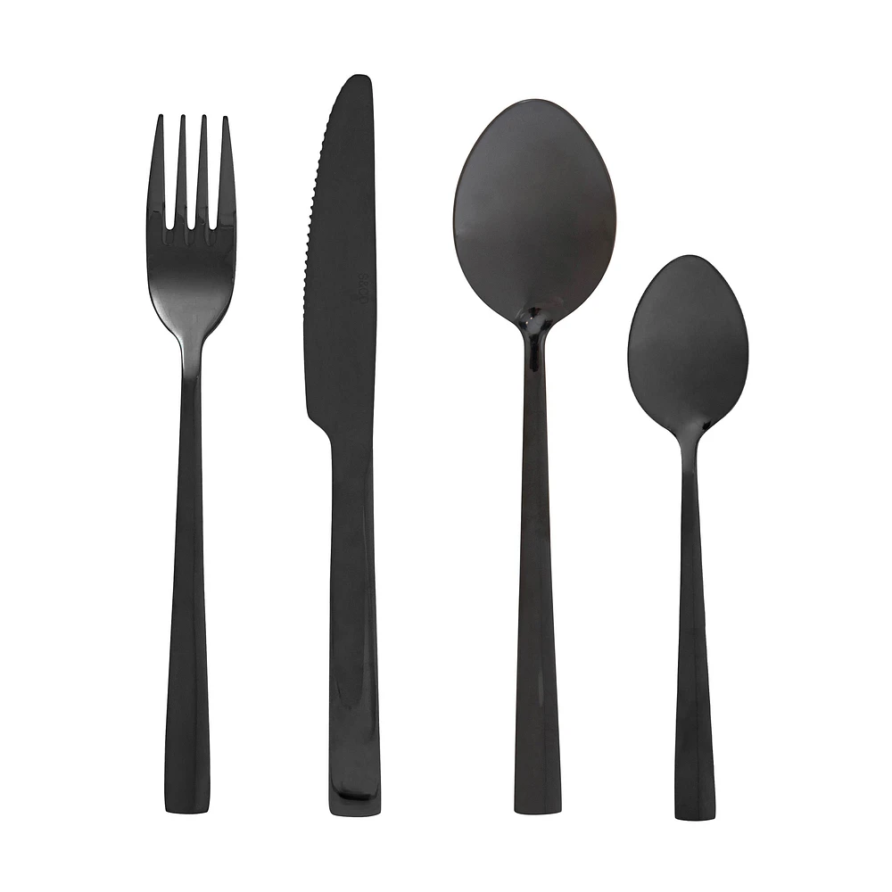 Black flatware set - 16 pieces