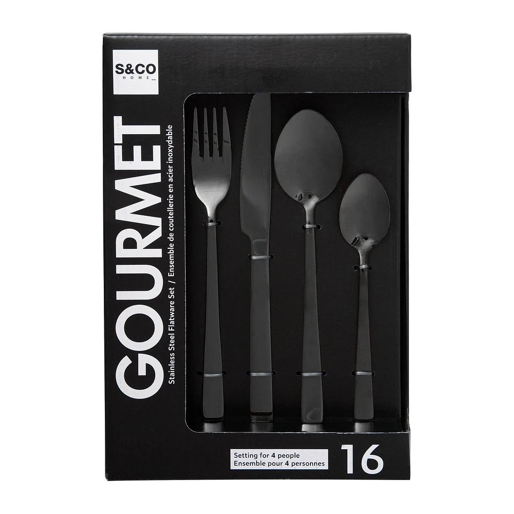 Black flatware set - 16 pieces