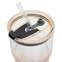 Glass with straw & lid - Orange